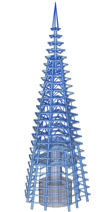 Рис. 17. Объемная модель каркаса шпиля башни &#171;Лахта Центра&#187;&nbsp;[21] 