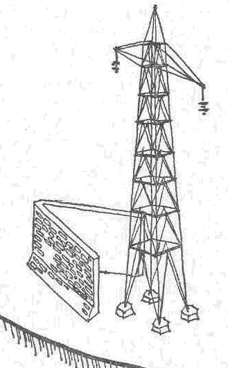 Рис. 4. Клин-лавинорез, защищающий опору высоковольтной линии электропередачи&nbsp;[9] 