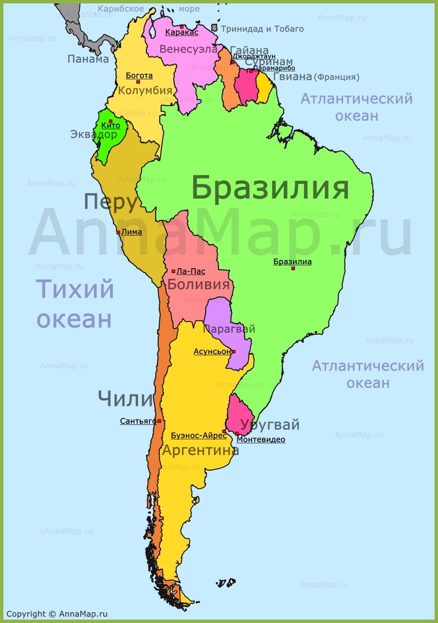 Рис. 1. Политическая карта Южной Америки [16]