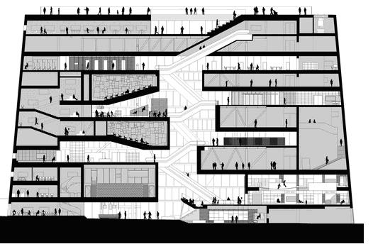 Рис. 2. Общая схема внутреннего устройства надземной части здания &#171;Гронингер-форум&#187;&nbsp;[2]