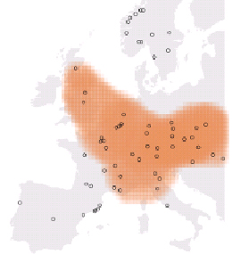 Рис. 1. В интервале с 1990 по 2016 гг. повышенная паводковая активность затрагивает целиком всю территорию Западной и Центральной Европы (в прошлом такого не случалось)