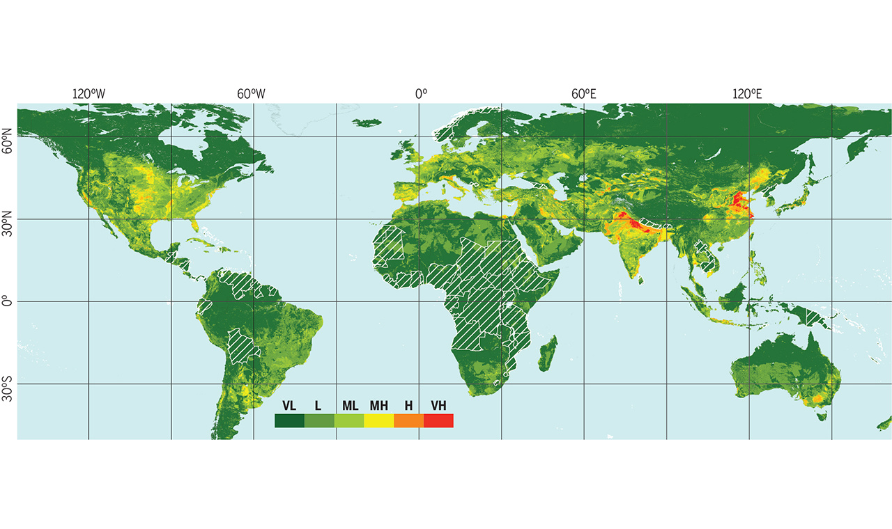 Рис. 1. &#169;Mapping the global threat of land subsidence, Gerardo Herrera-Garcнa et al., Science 01 Jan 2021: Vol. 371, Issue 6524, pp. 34-36, DOI: 10.1126/science.abb8549
