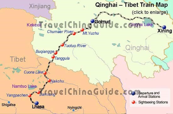 Рис. 19. Карта железной дороги Цинхай-Тибет [10]