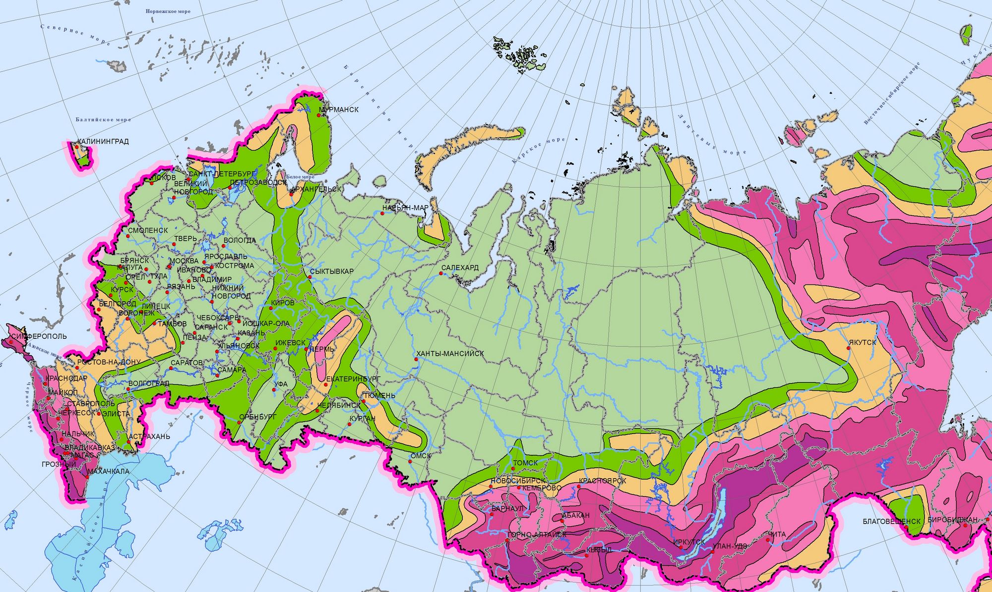 Сейсмоопасные зоны это. Карты сейсмического районирования ОСР-2015.
