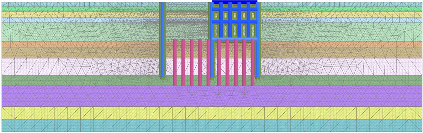 Анализ поведения глубокого котлована в слабых грунтах для строительства станции метро